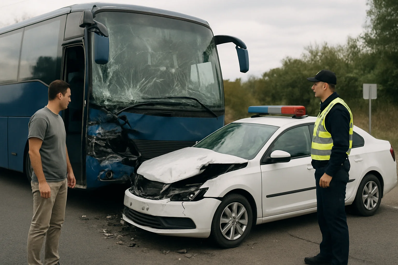 Accident în 2 Mai: Autocar a lovit autospecială de poliție