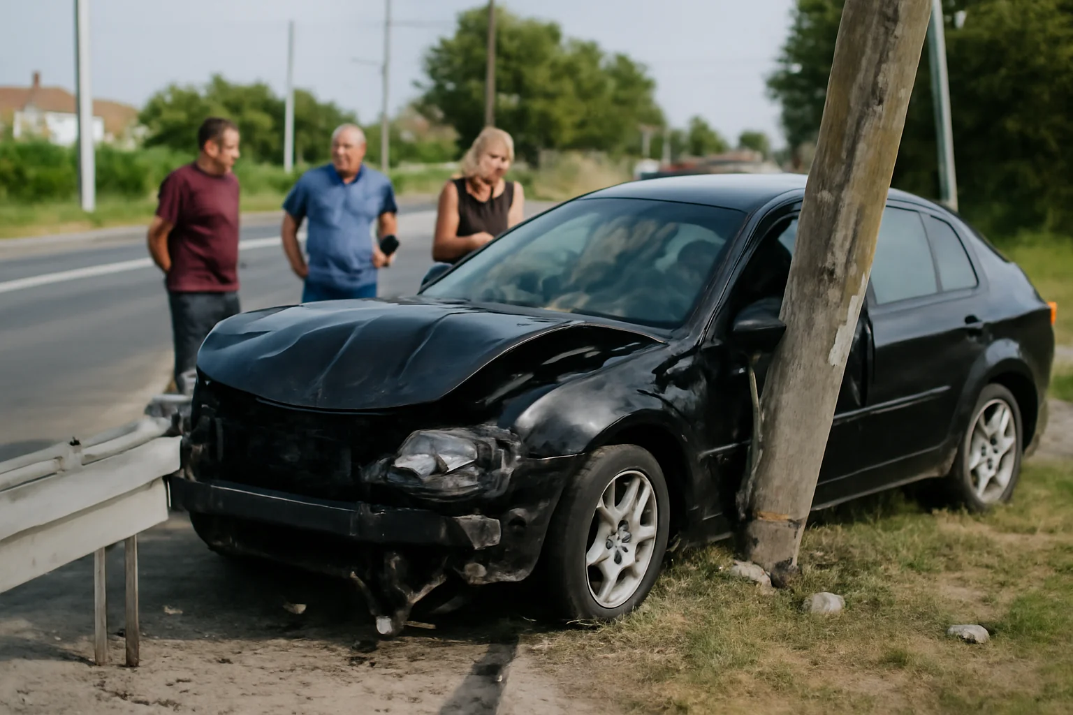 Accident rutier în Mamaia Sat, Constanța: mașină proiectată în parapet și stâlp de electricitate