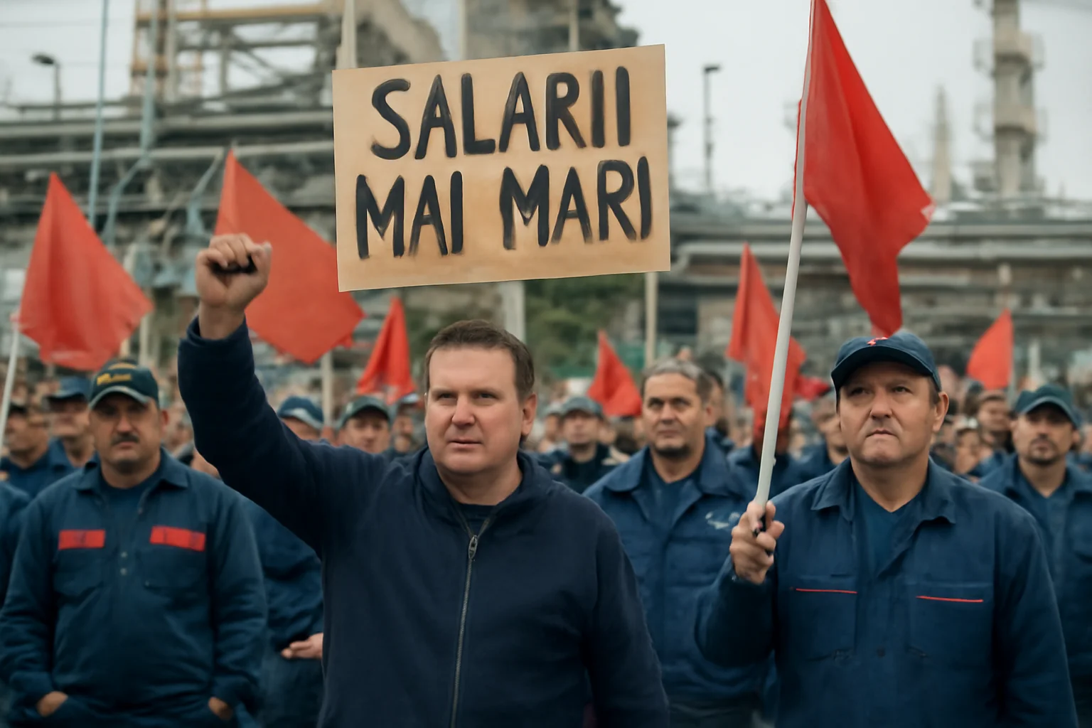 Angajați ai rafinăriei Petromidia Năvodari au protestat la Constanța pentru majorări salariale