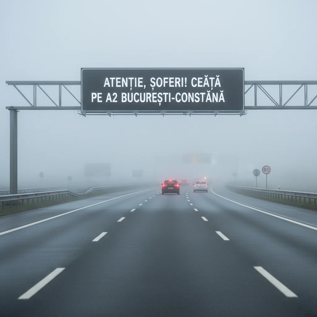 Atenție, șoferi! Ceață densă pe Autostrada A2 București-Constanța