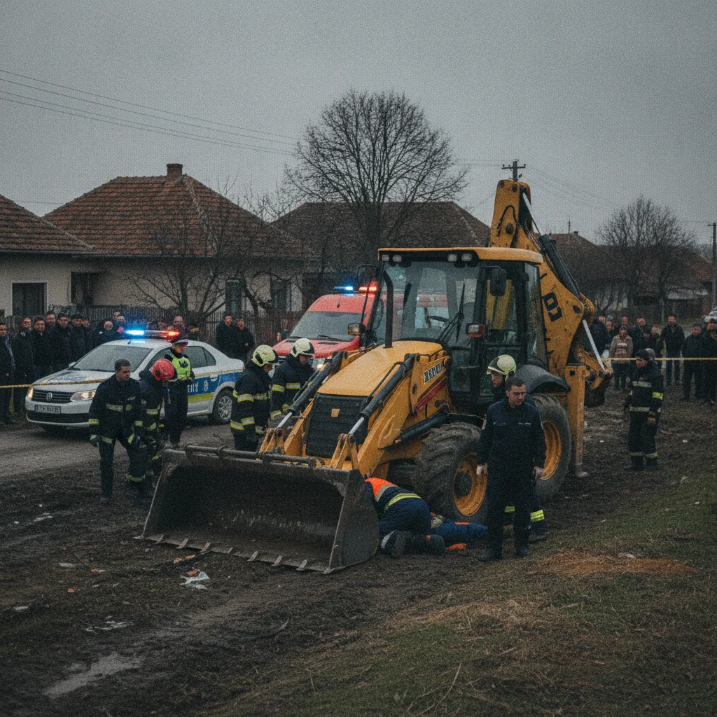 Bărbat decedat după ce un buldoexcavator s-a răsturnat în Nicolae Bălcescu
