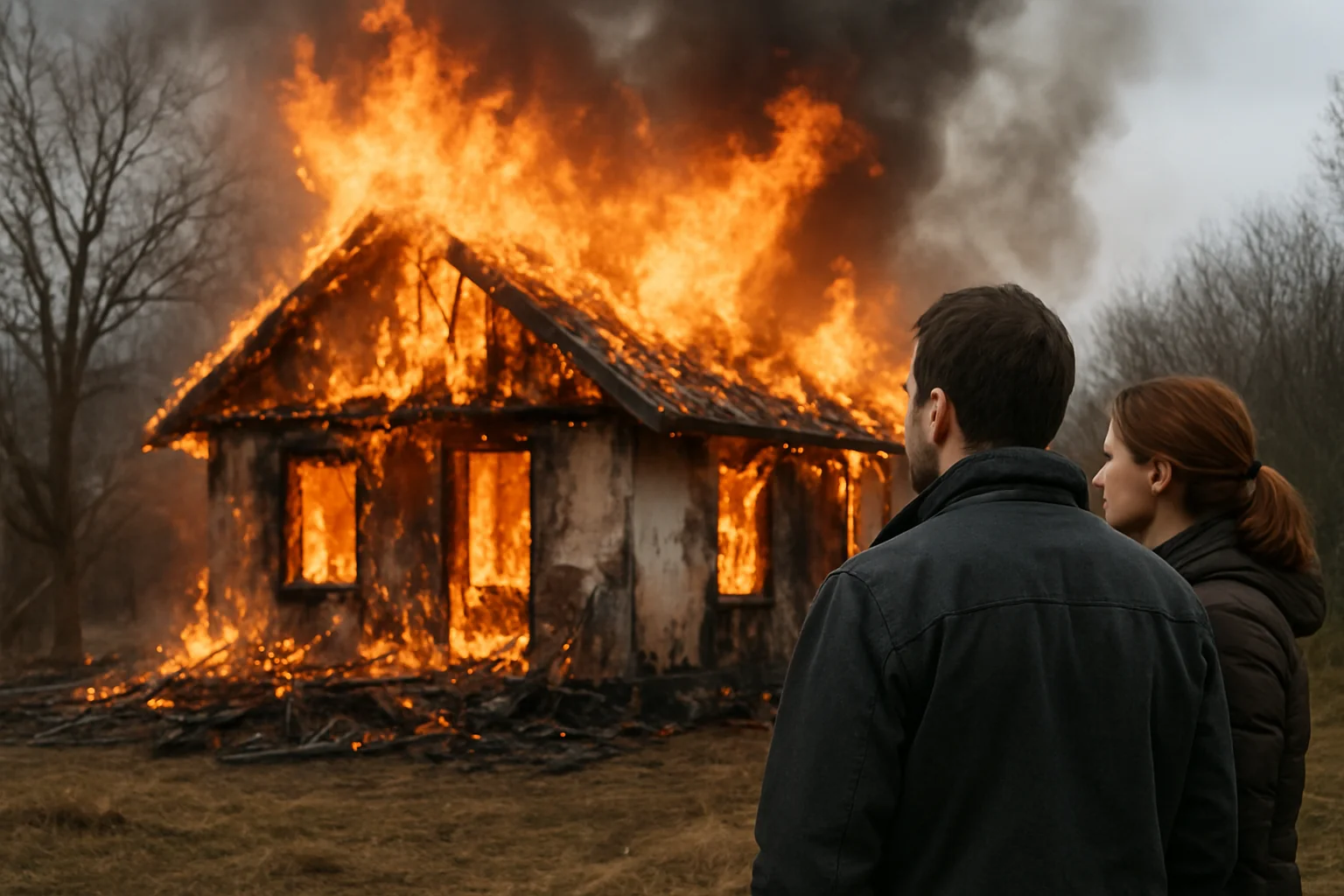 Casă distrusă de incendiu în Zebil, județul Tulcea
