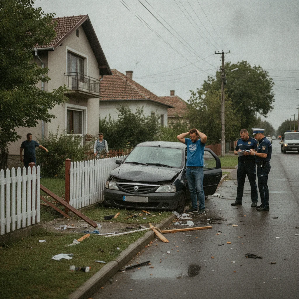 Condamnat după ce nu a oprit la semnalele polițiștilor și a intrat cu BMW-ul într-un gard, la Săcele