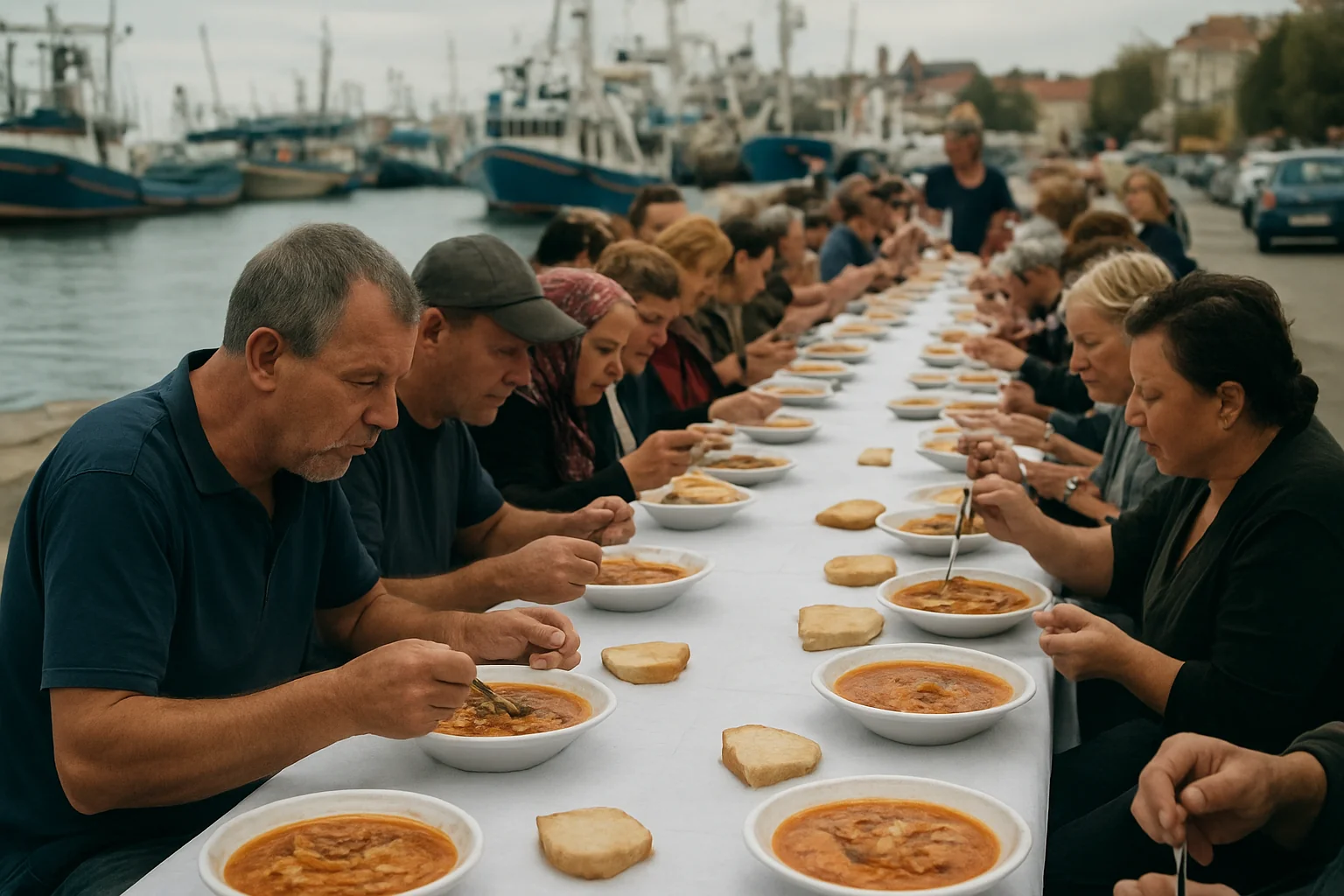 Eveniment gastronomic în Portul Tomis: O tonă de borș de pește servită la o masă de 450m