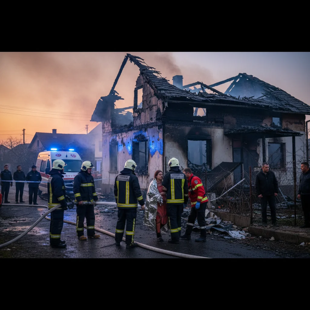 Femeie rănită cu arsuri pe 50% din corp după ce casa i-a luat foc