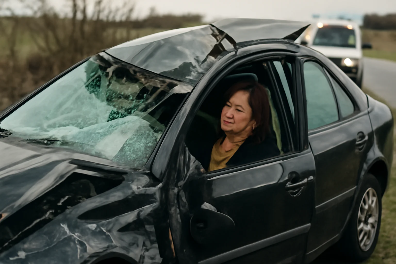 Grav impact auto lângă Atmagea, o femeie rămasă blocată în mașină