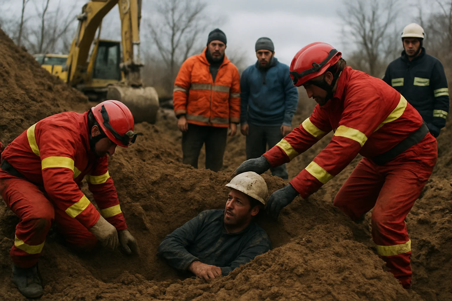 Muncitor salvat după surparea unui mal de pământ în Lazu