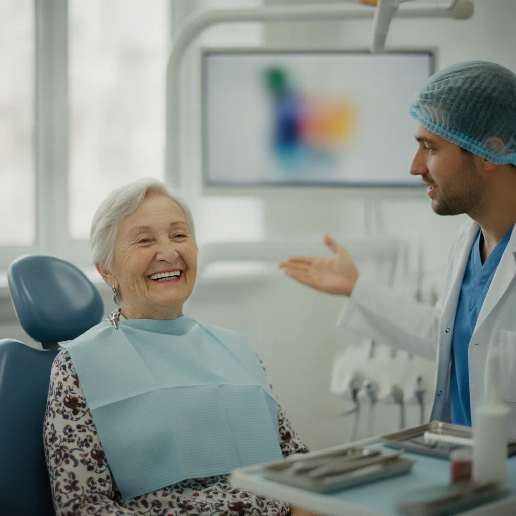 O pacientă vârstnică și-a recăpătat speranța la un zâmbet normal, printr-o intervenție realizată la M&M Dental Team