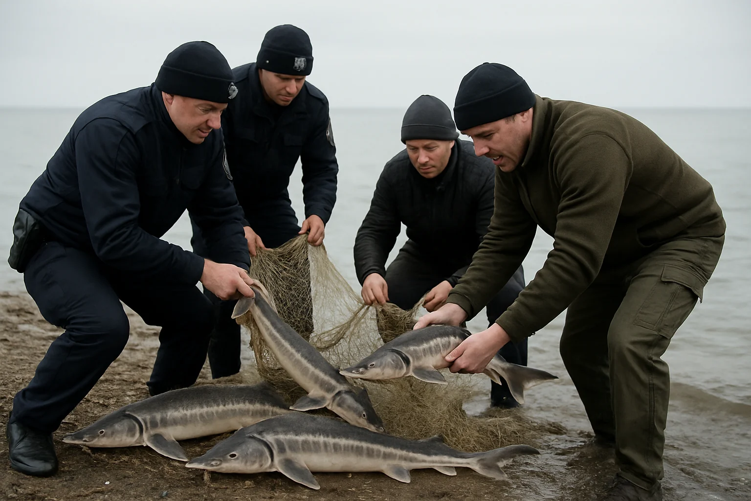 Sturionii capturați ilegal în Marea Neagră eliberați de poliție