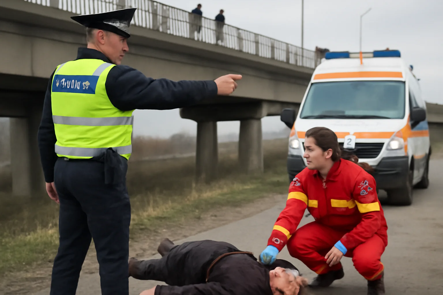 suspiciune că o persoană a căzut de pe pod