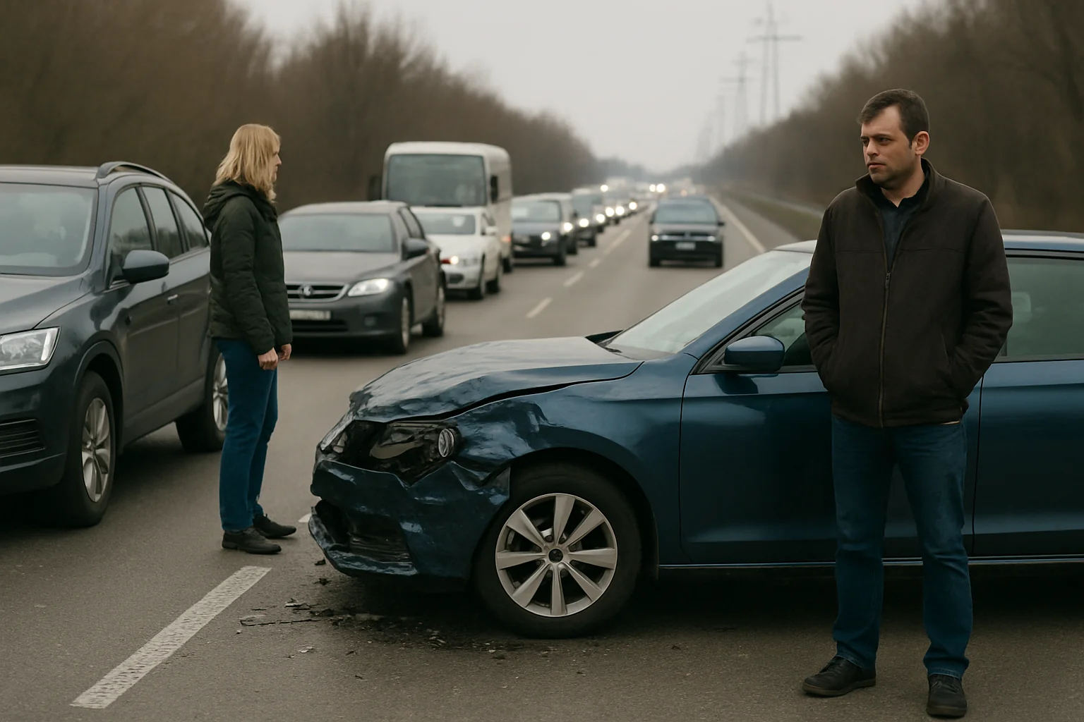 Trafic îngreunat pe șoseaua Mangaliei dintr-un accident rutier