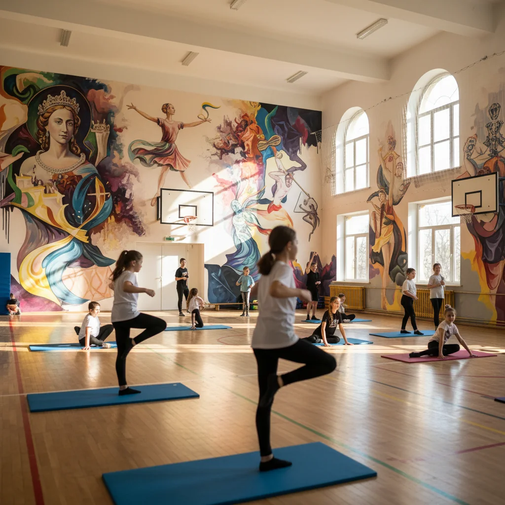 VIDEO Transformare spectaculoasă a Sălii de Sport de la Colegiul Național de Arte Regina Maria din Constanța, unirea mișcării cu arta